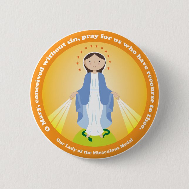 Our Lady of the Miraculous Medal 2 Inch Round Button (Front)
