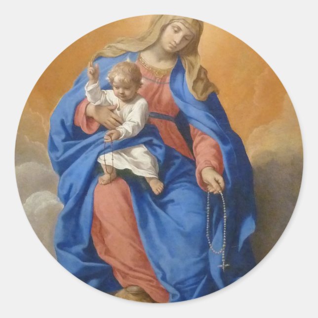 Our Lady Of The Rosary Classic Round Sticker (Front)