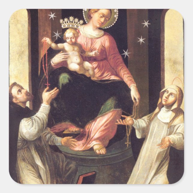 Our Lady Of The Rosary Venerated In Pompeii Square Sticker (Front)