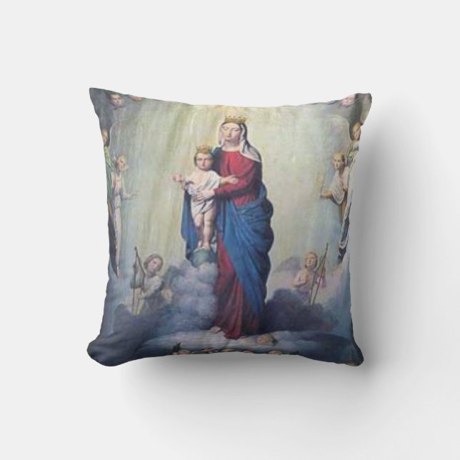 Our Lady of Victory Throw Pillow (Front)