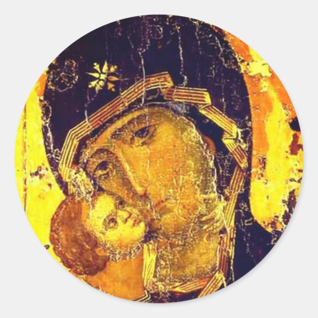 Our Lady of Vladimir Classic Round Sticker (Front)