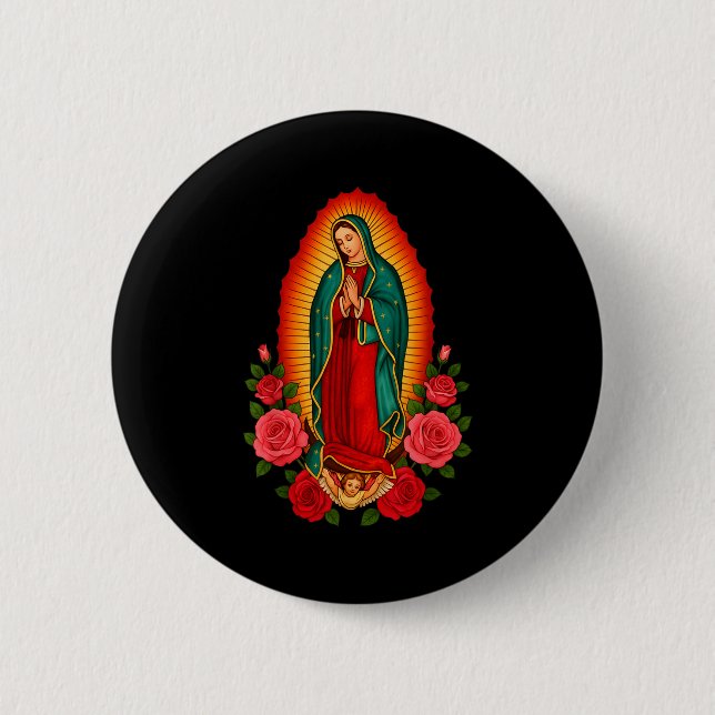 Our Lady Virgen De Guadalupe Saint Virgin Mary - C 2 Inch Round Button (Front)