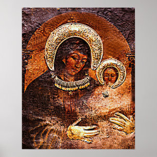 Our Lady Virgin Mary and Jesus Painted by St Luke  Poster