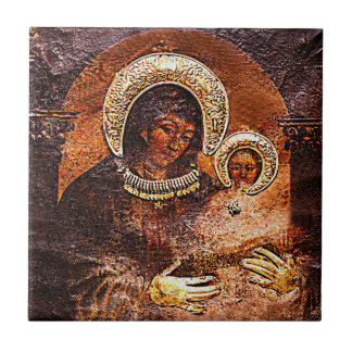 Our Lady Virgin Mary and Jesus Painted by St Luke  Tile