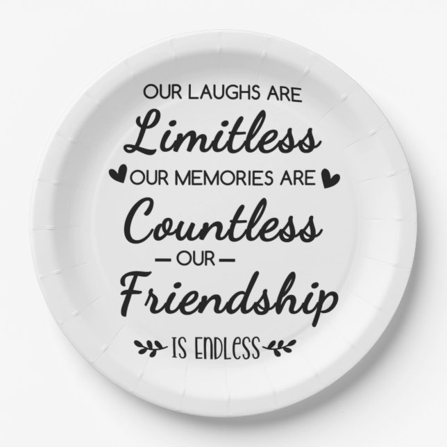 Our Laughs Are Limitless Friendship Quote Paper Plate (Front)