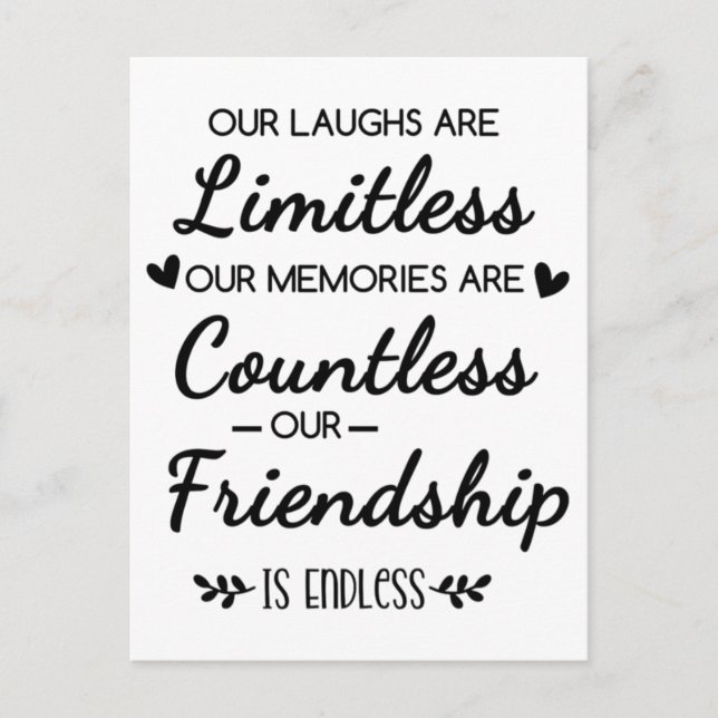 Our Laughs Are Limitless Friendship Quote Postcard (Front)