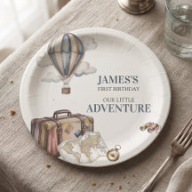 Our Little Adventure First Birthday Paper Plates