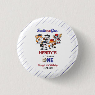 Our Little Animals Baseball 1st Birthday Party 1 Inch Round Button
