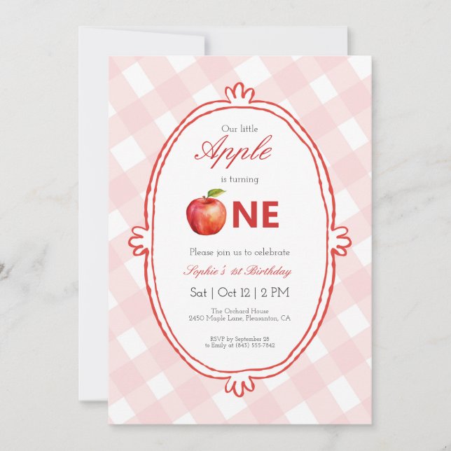 Our Little Apple First Birthday Invitation (Front)
