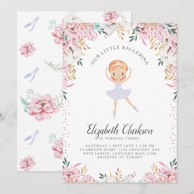 Our Little Ballerina Birthday Card (Front/Back)