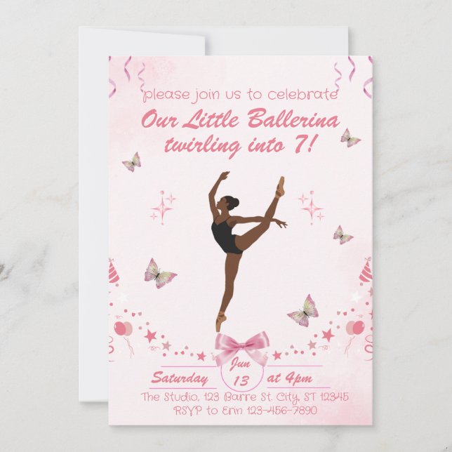 Our Little Ballerina Birthday Invitation (Front)