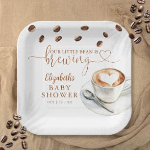 Our Little Bean Is Brewing Coffee Baby Shower Paper Plate