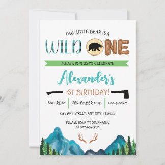Our Little Bear is a Wild One Birthday Invitation