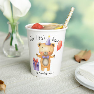 Our Little Bear is turning one Kids Birthday Paper Cups