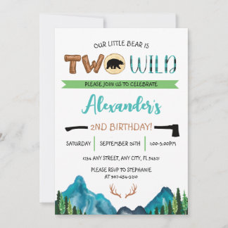 Our Little Bear is Two Wild Birthday Invitation