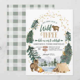Our Little Bear is Wild and 3 Birthday Invitation
