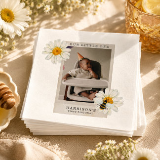 Our Little Bee Honey Bee First Birthday Photo Napkin