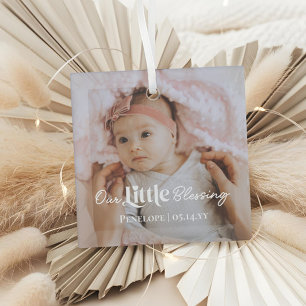 Our Little Blessing Newborn Baby Photo Keepsake Glass Ornament