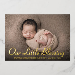 Our Little Blessing Photo Baby Announcement