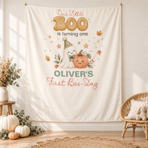 Our Little Boo 1st Birthday Halloween Backdrop Tapestry