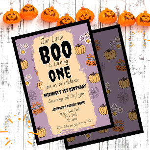 Our Little Boo 1st Birthday Halloween Invitation