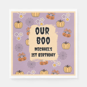Our Little Boo 1st Birthday Halloween Thank You Napkin
