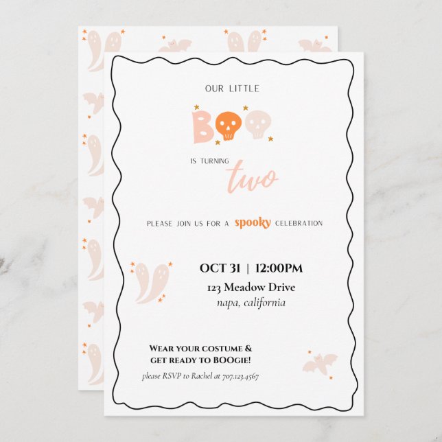Our Little Boo Birthday Invitation (Front/Back)