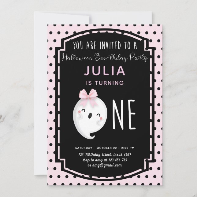 Our little Boo Girl First Birthday Invitation (Front)