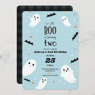 Our Little Boo Halloween 2nd Birthday Invitation