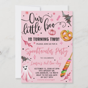 Our Little Boo Halloween 2nd Birthday Invitation