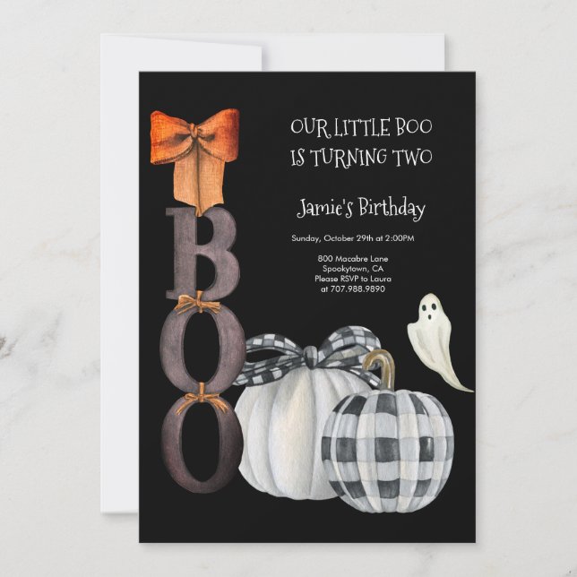 Our Little Boo Halloween 2nd Birthday Invitation (Front)