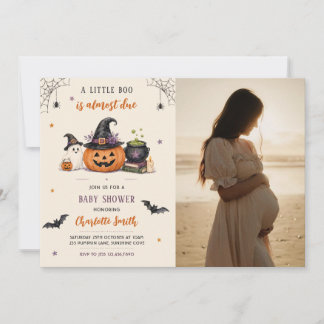 Our Little Boo Halloween Baby Shower Photo Invitation