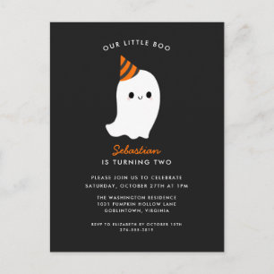 Our Little Boo Halloween Birthday Party Invitation Postcard