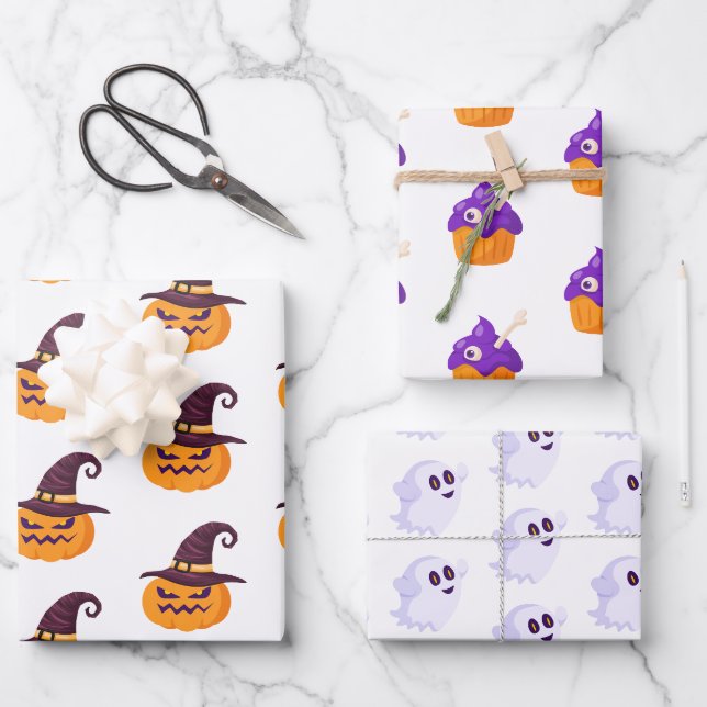 Our Little Boo Halloween Birthday Party Wrapping Paper Sheet (Front)