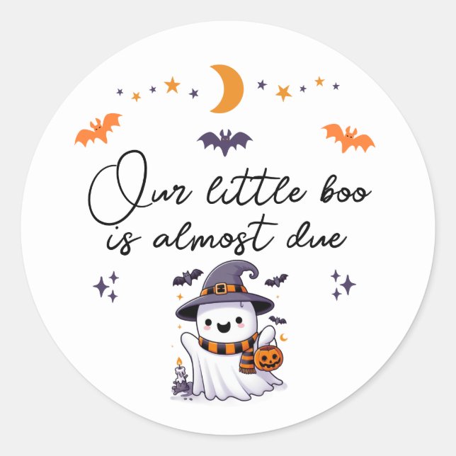 Our Little Boo Is Almost Due Baby Shower Classic Round Sticker (Front)