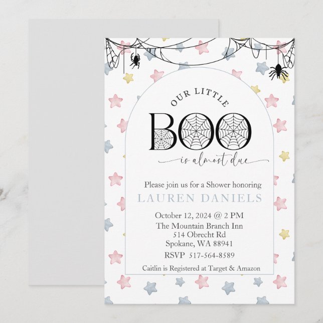 Our Little Boo is almost due Halloween Baby Invitation (Front/Back)