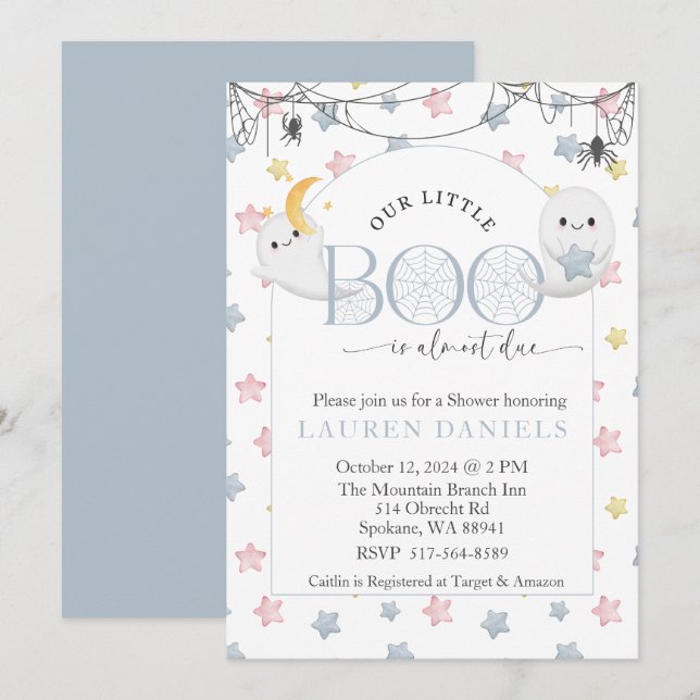 Our Little Boo is almost due Halloween Baby Invitation (Front/Back)