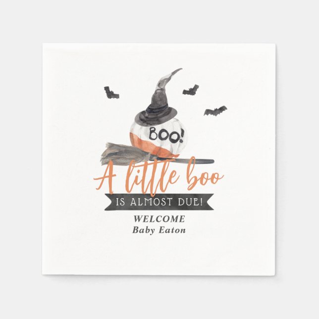 Our Little Boo is Almost Due Halloween Baby Shower Napkin (Front)