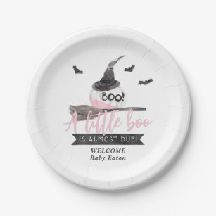 Our Little Boo is Almost Due Halloween Girl  Paper Plate