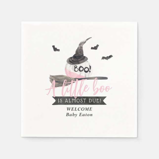 Our Little Boo is Almost Due Halloween Girl Shower Napkin (Front)