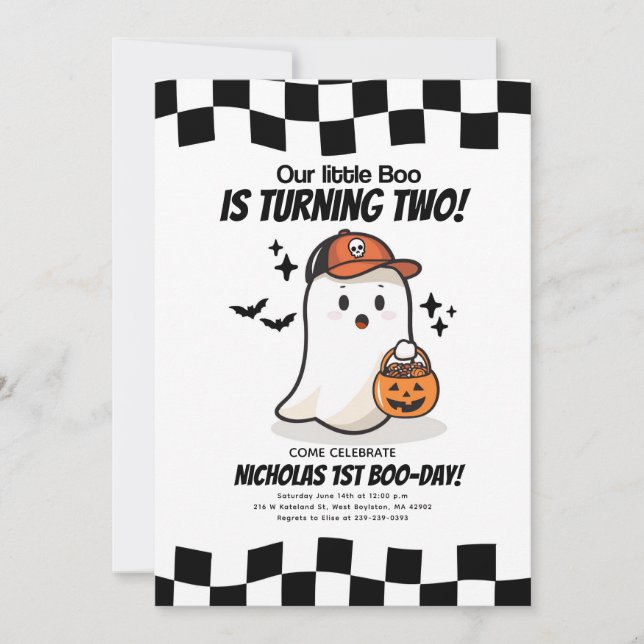 Our Little Boo is turning 2 Birthday Invitation (Front)