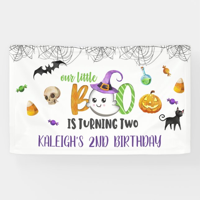 Our Little Boo is Turning TWO Birthday Banner (Horizontal)