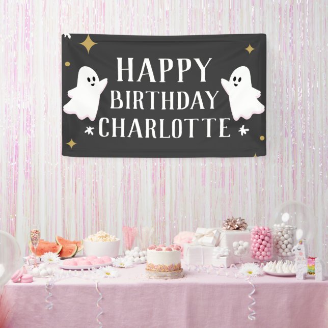 Our Little Boo is Turning Two Birthday  Banner (Party)