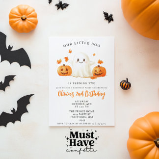 Our Little Boo is Turning Two Birthday Ghost  Invitation