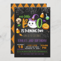 Our Little Boo is Turning Two Invitation - Blk 