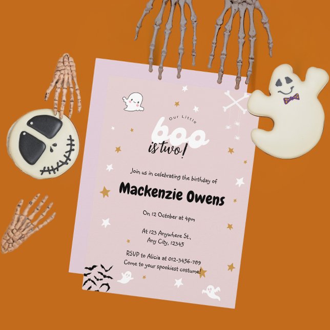 Our Little Boo is Two Cute Pink Birthday Invitation (Creator Uploaded)