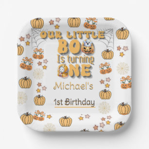 Our Little Boo Turning One First Hallween Birthday Paper Plate
