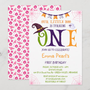 Our Little Boo Turning One, Halloween 1st Birthday Invitation