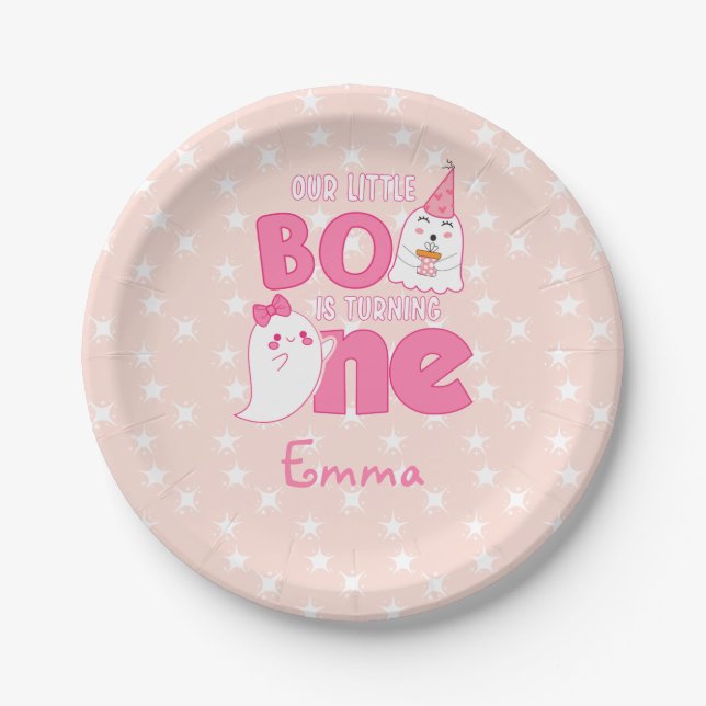 Our Little Boo Turning One, Halloween 1St Birthday Paper Plate (Front)