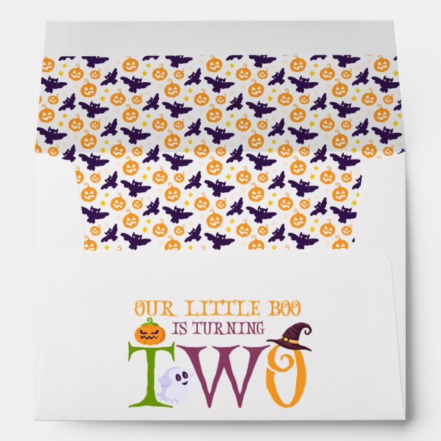 Our Little Boo Turning Two, Halloween 2nd Birthday Envelope (Back (Bottom))